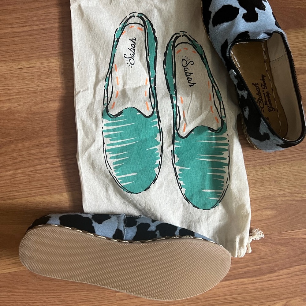 Sabah Black and Blue Cow print Loafers